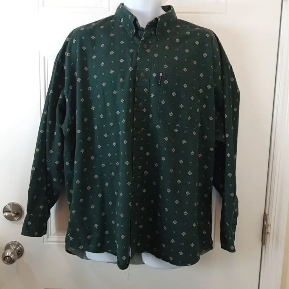 Chaps Green printed long sleeve button-down shirt